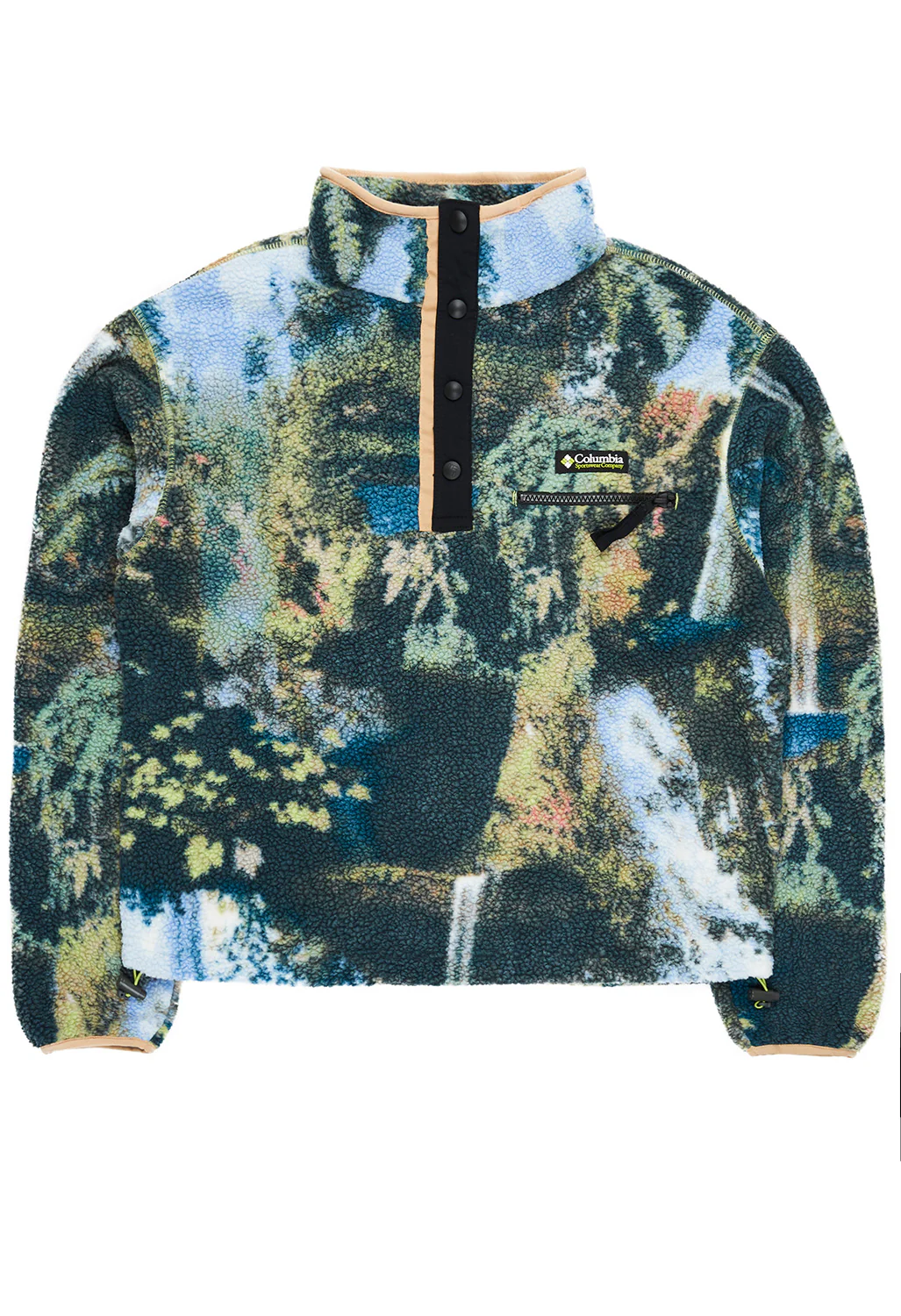 Columbia Women's Helvetia Cropped Half Snap Fleece - Napa Green Chasing Falls Print