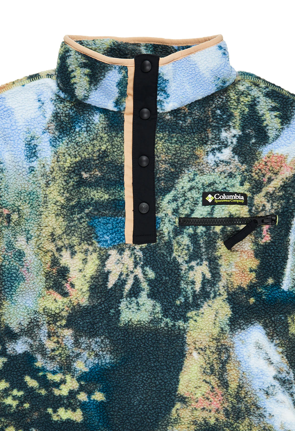 Columbia Women's Helvetia Cropped Half Snap Fleece - Napa Green Chasing Falls Print - Image 3