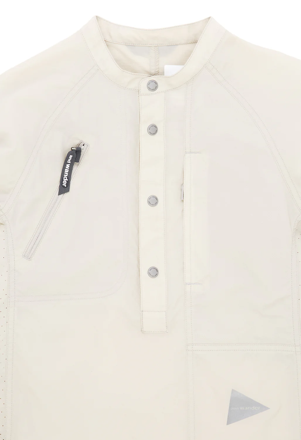 and wander Women's Stretch Rip Band Collar Shirt - Light Beige - Image 3