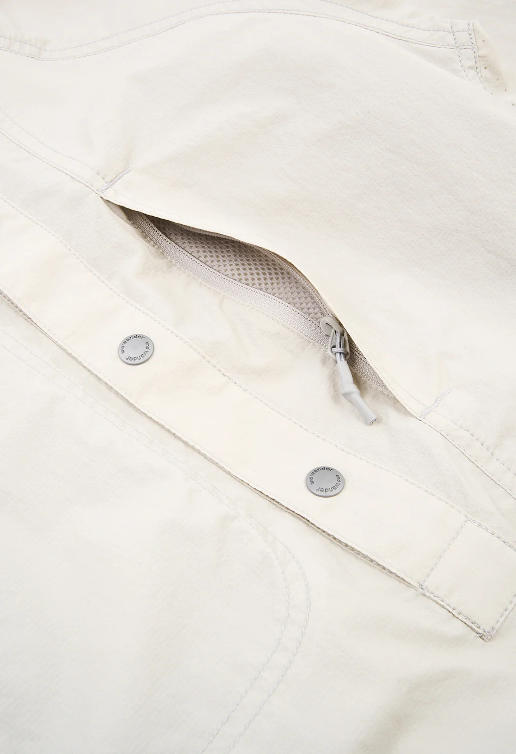 and wander Women's Stretch Rip Band Collar Shirt - Light Beige - Image 5