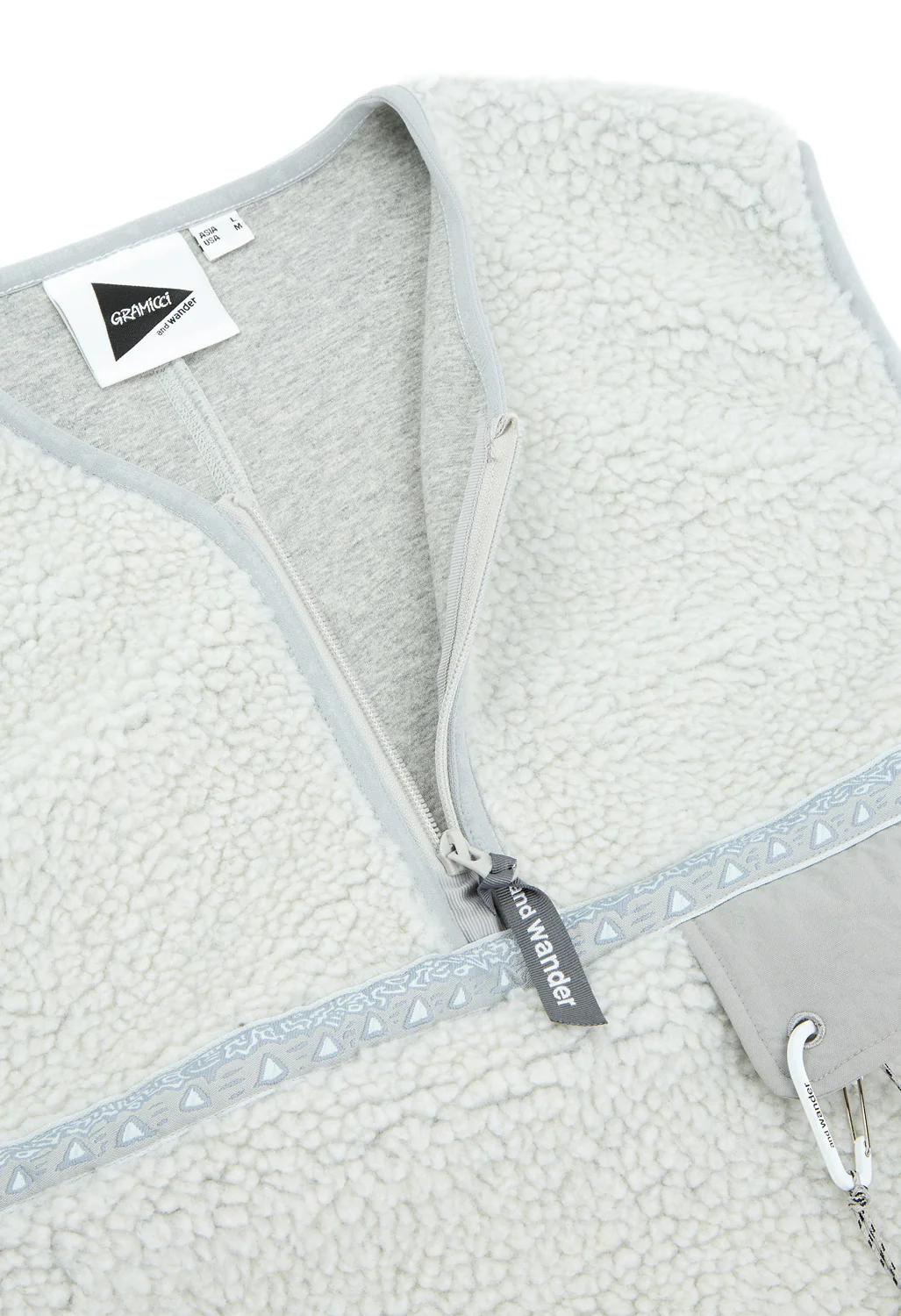 Gramicci x And Wander JQ Tape Fleece Vest - Light Gray - Image 3
