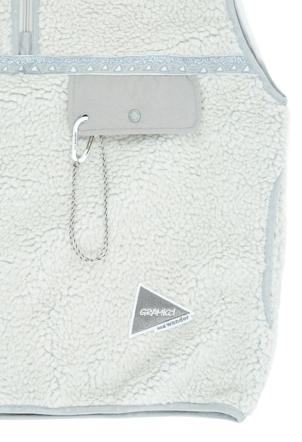 Gramicci x And Wander JQ Tape Fleece Vest - Light Gray - Image 4