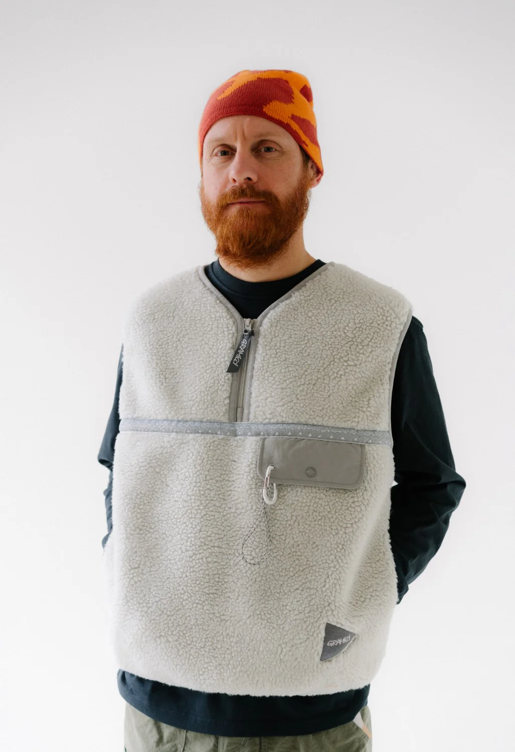 Gramicci x And Wander JQ Tape Fleece Vest - Light Gray - Image 6