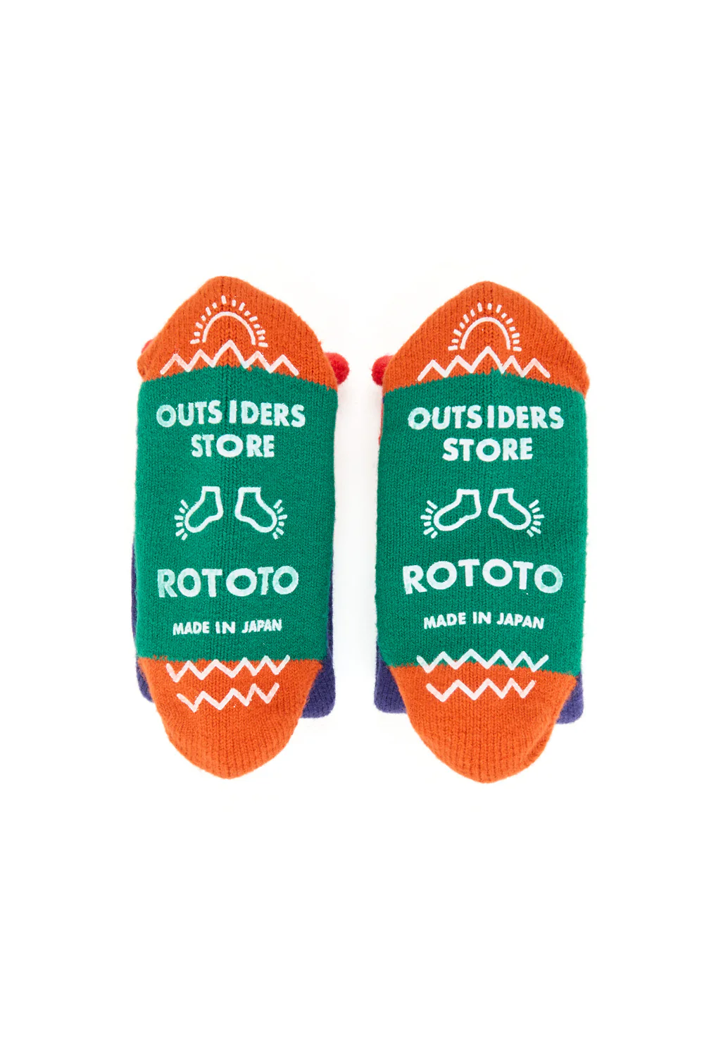 ROTOTO x Outsiders Pile Room Multi Socks - Red / Navy Blue - Image 2