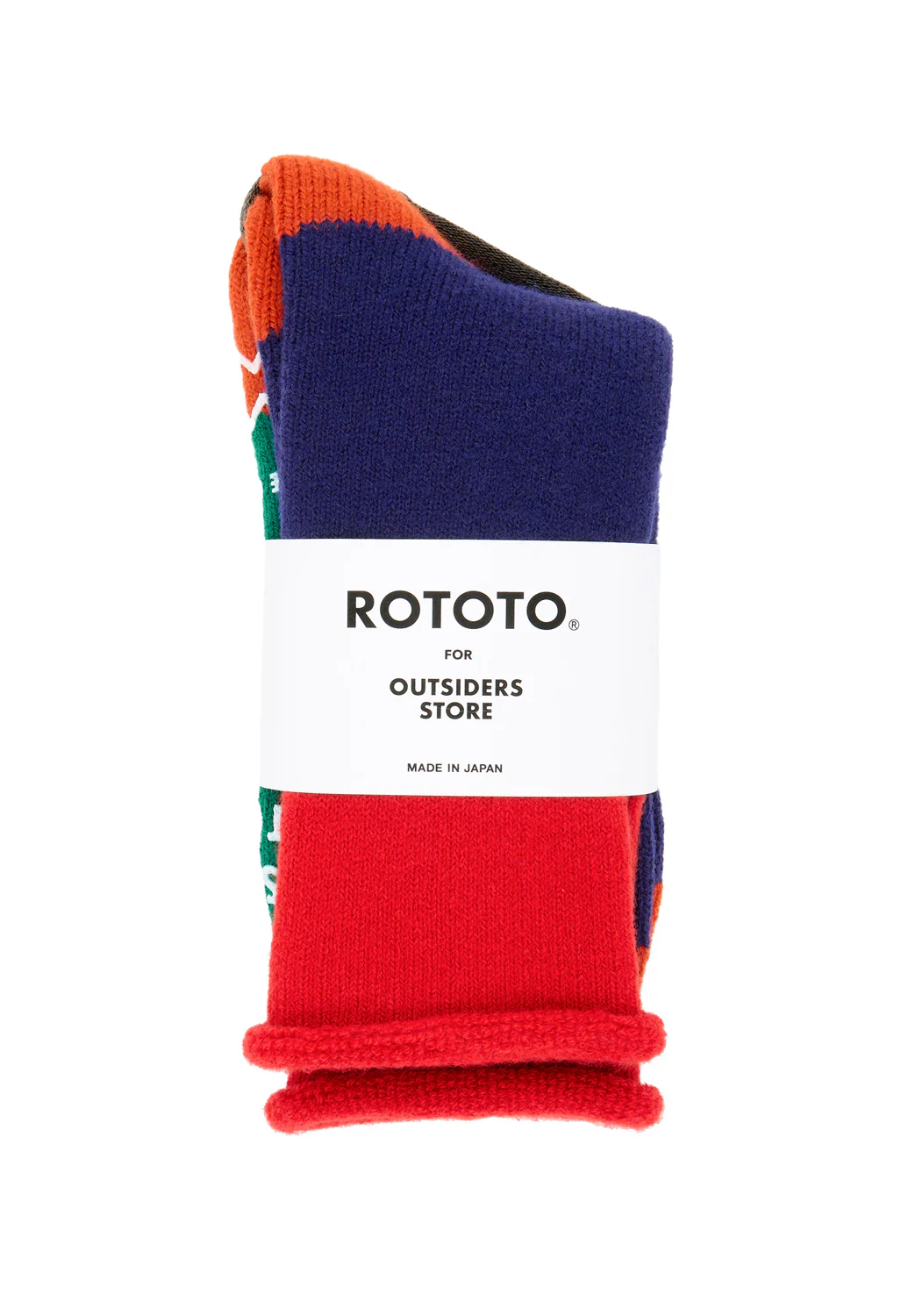 ROTOTO x Outsiders Pile Room Multi Socks - Red / Navy Blue - Image 3