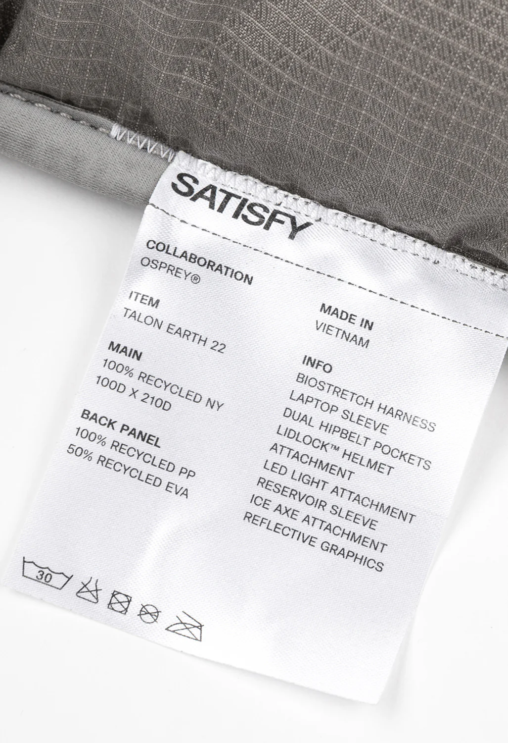 Osprey x Satisfy Talon Earth Pack - Mineral Graphite - Image 6